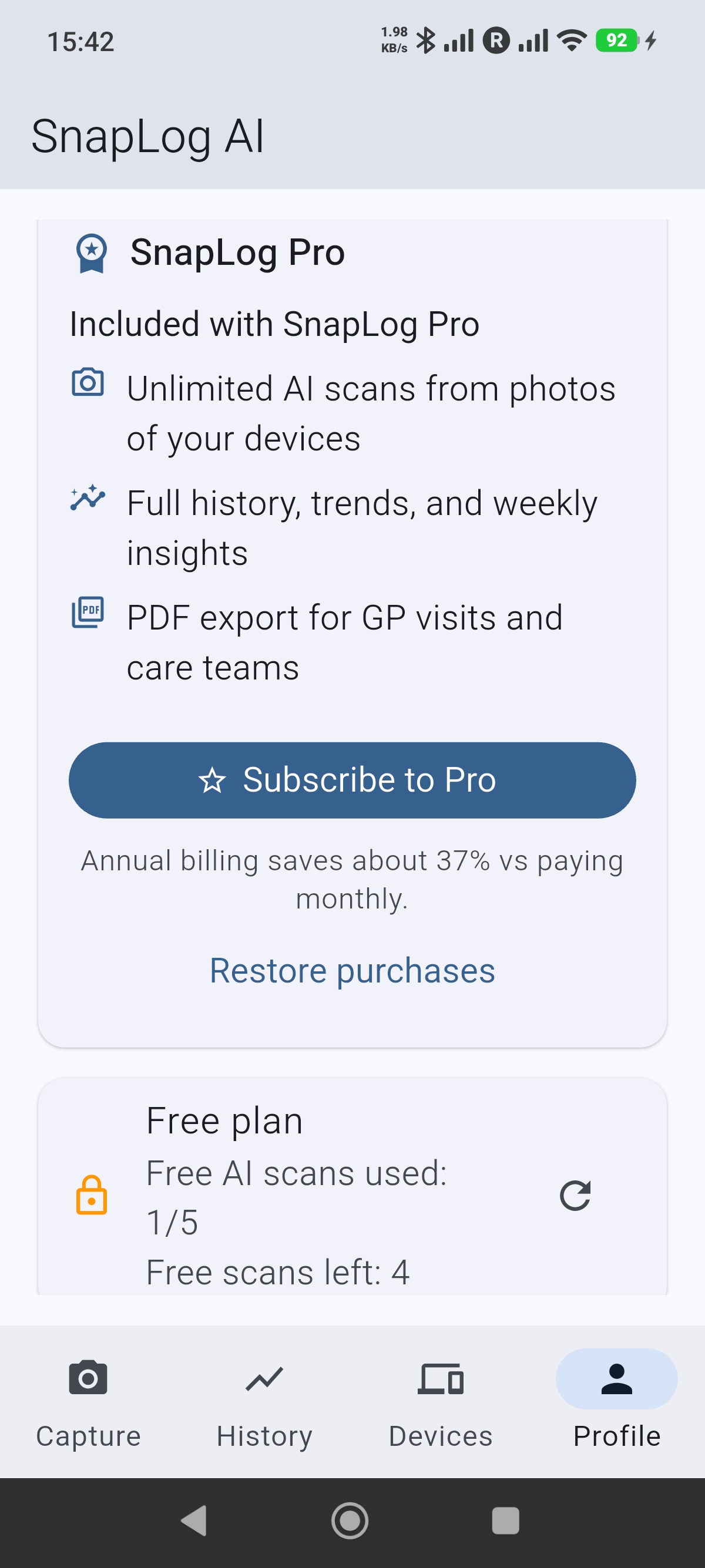 Profile and sync settings